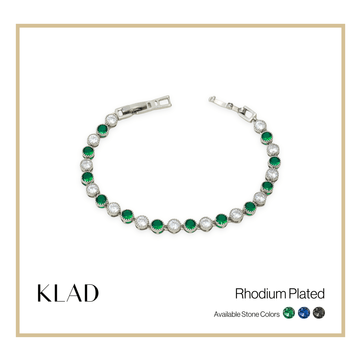 Brivie Emerald Bracelet in Rhodium