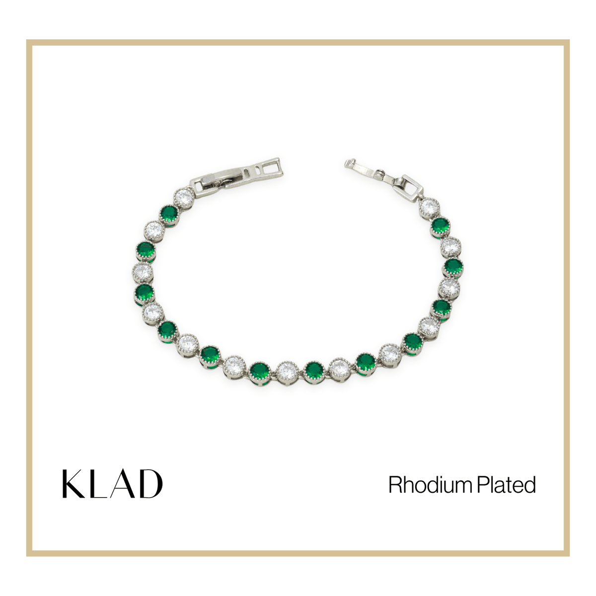 Brivie Emerald Bracelet in Rhodium