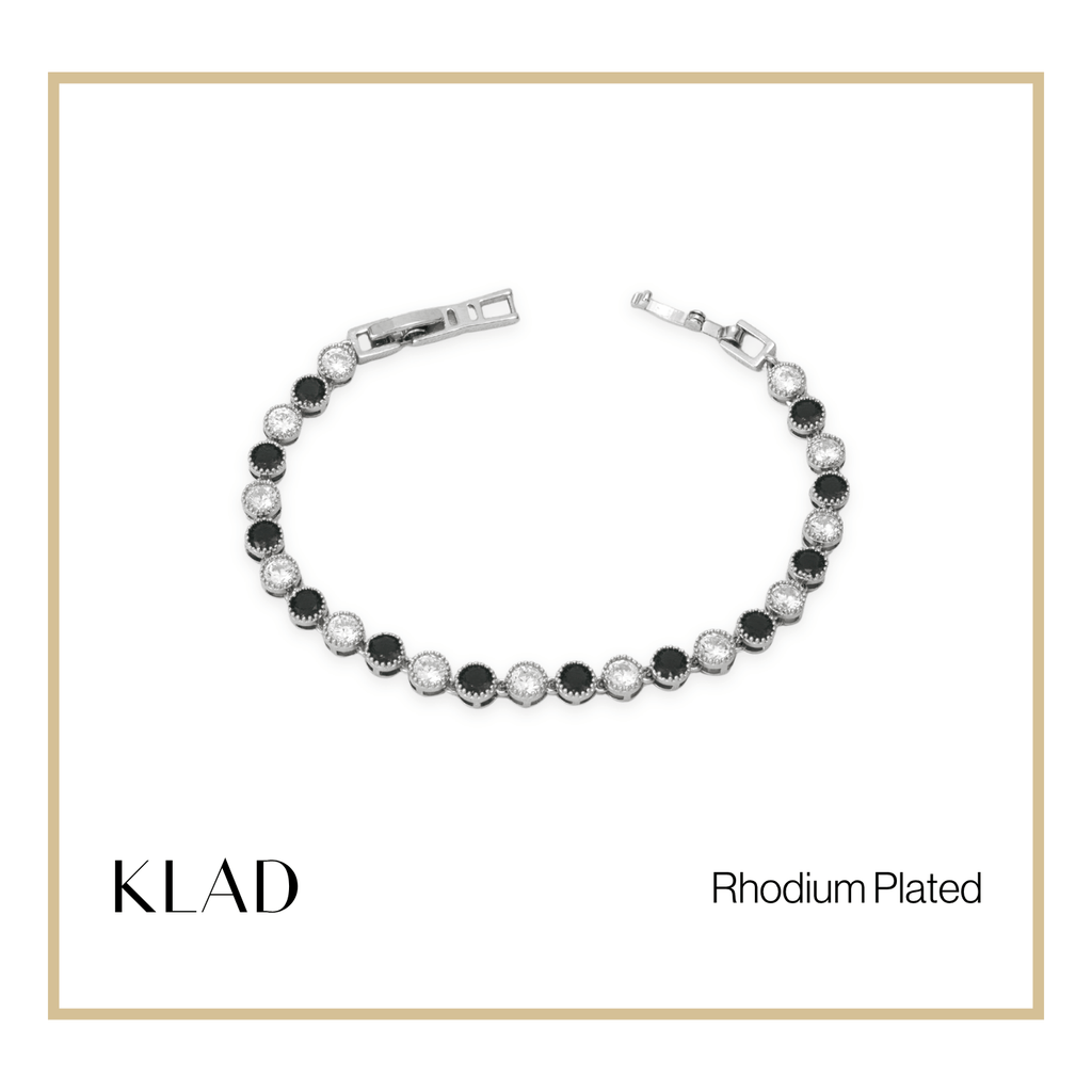 Brivie Onyx Bracelet in Rhodium
