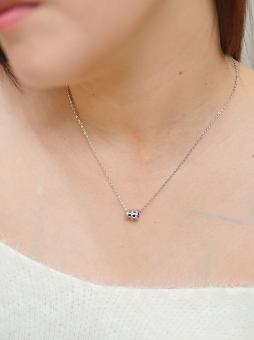 Chandrae Pendant Necklace in Rhodium