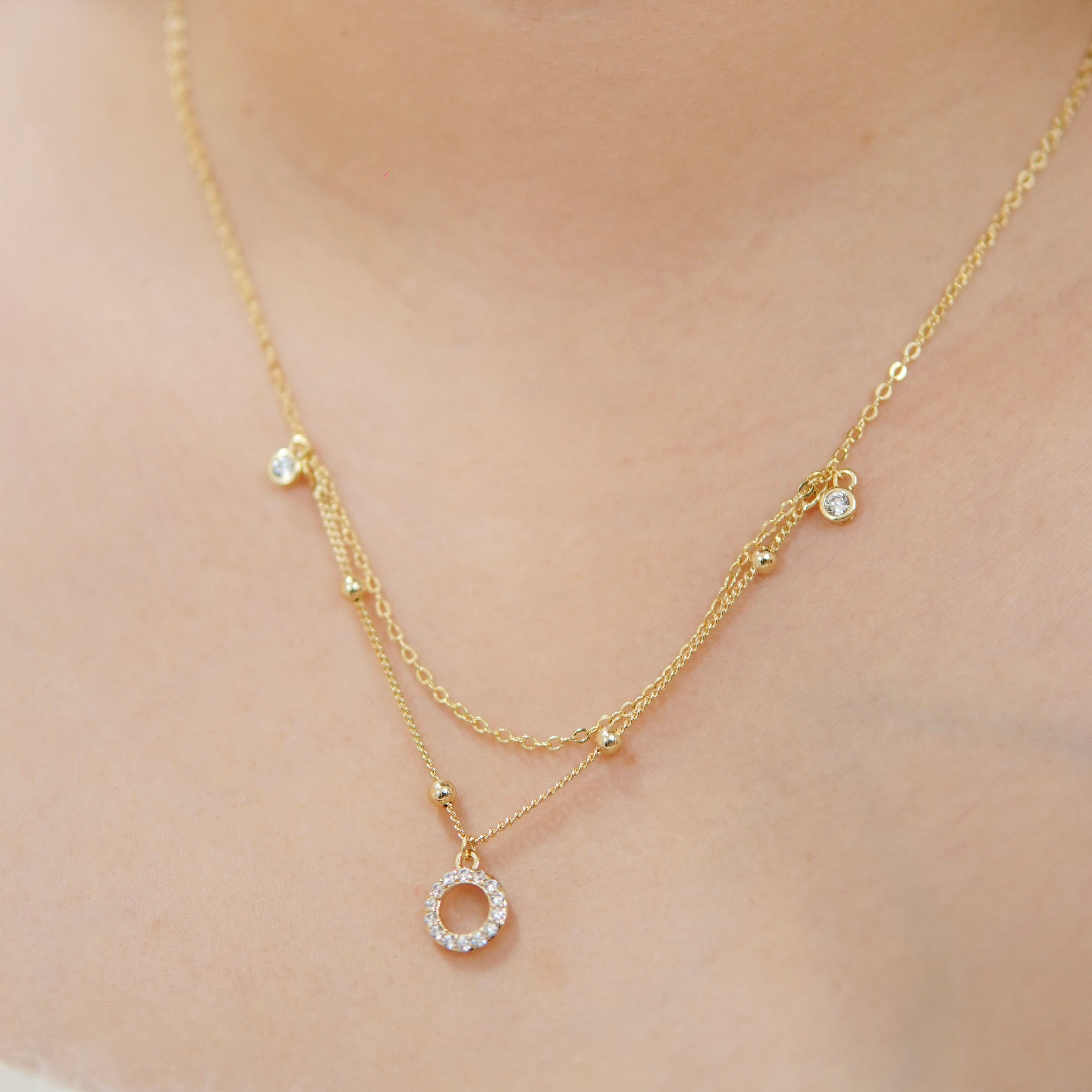Xerra Layered Necklace in Gold
