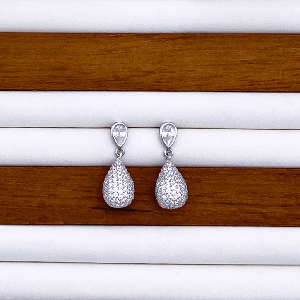 Emani Drop Earrings in Rhodium