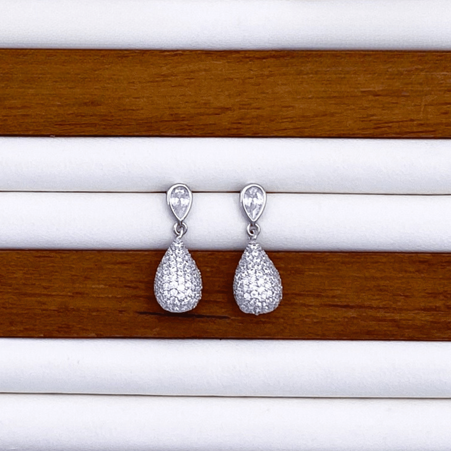 Emani Drop Earrings in Rhodium