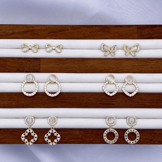 Erielle, Etta, Eileen, Eyanna, Evanna & Elia Earrings in Gold