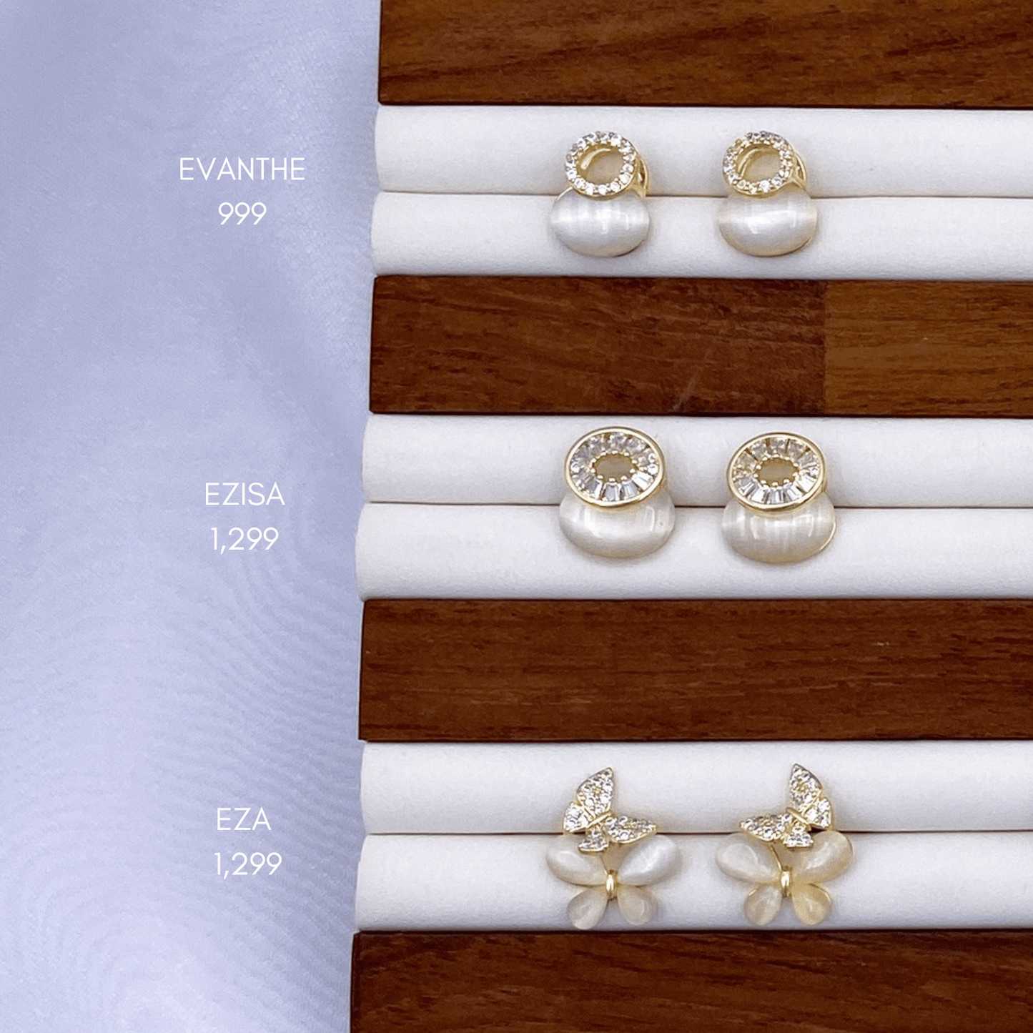 evanthe, ezisa & eza earrings in gold