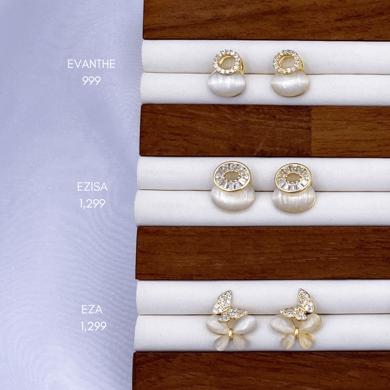 Evanthe, Ezisa & Eza Earrings in Gold