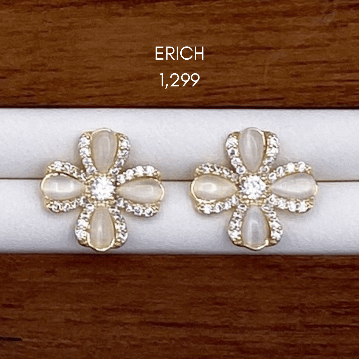 elliope, emeline, evalina, eisther, erich & erin earrings in gold