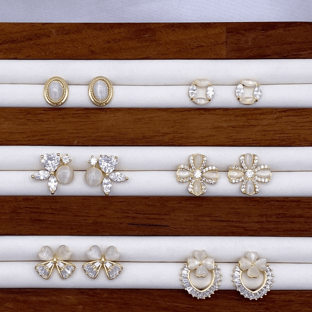 Elliope, Emeline, Evalina, Eisther, Erich & Erin Earrings in Gold