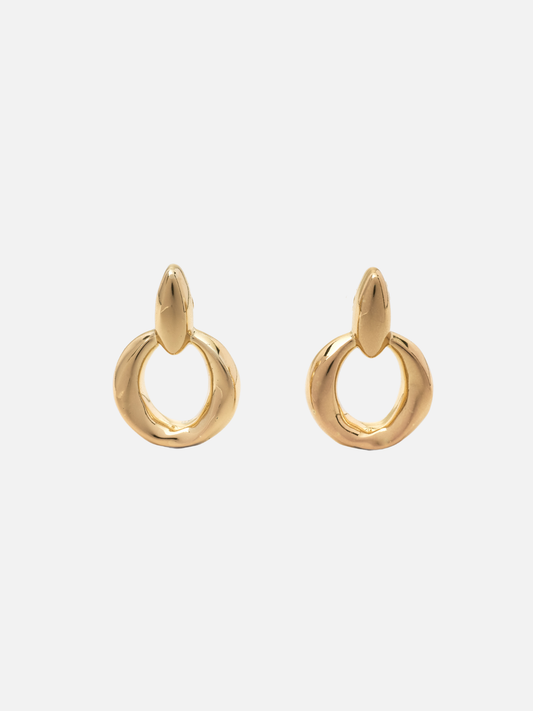 Kivelle Halo Drop Stud Earrings in Gold