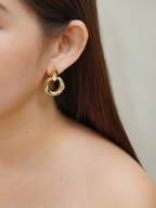 Kivelle Halo Drop Stud Earrings in Gold