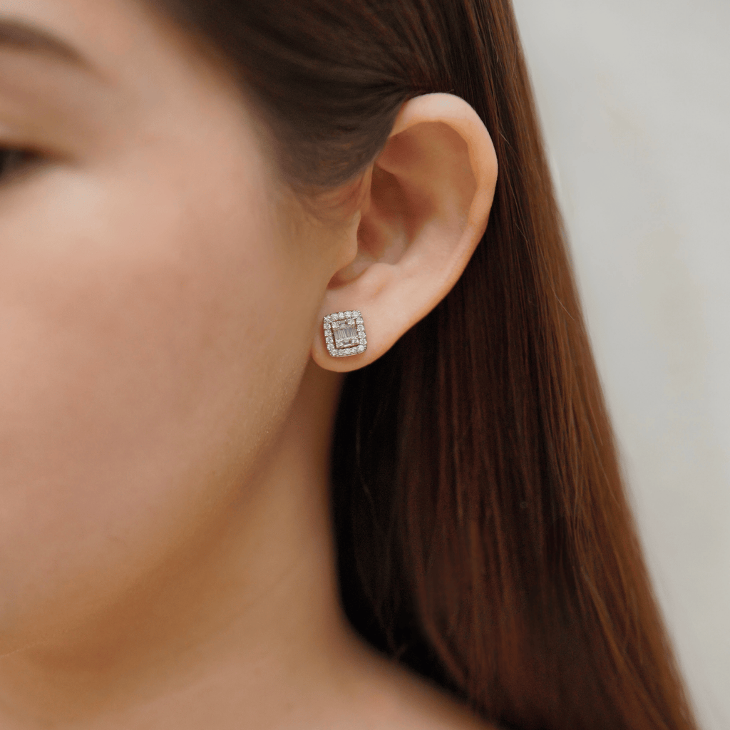 Martina 2-Way Stud Earrings in Rhodium