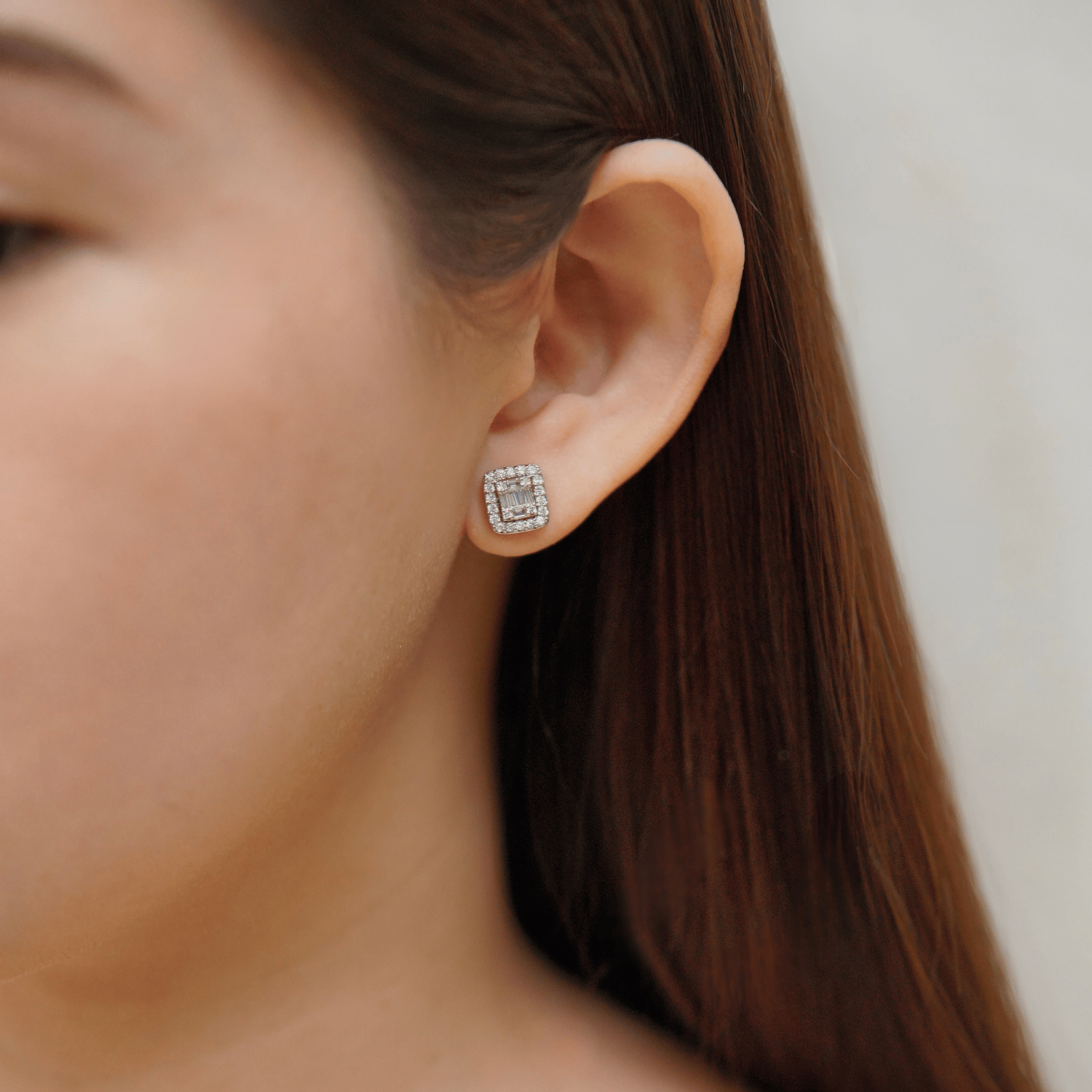 Martina 2-Way Stud Earrings in Rhodium