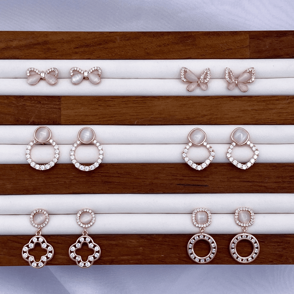 Erielle, Etta, Eileen, Eyanna, Evanna & Elia Earrings in Rose Gold