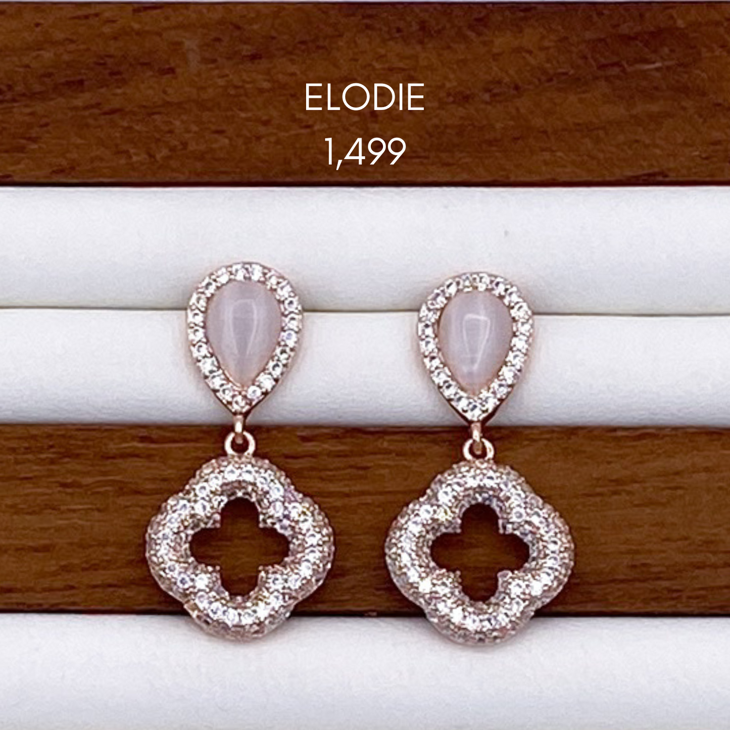 emmie, elodie & eliza earrings in rose gold