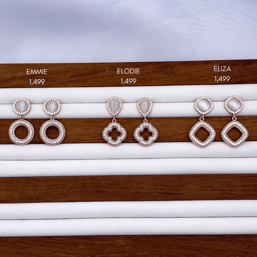 Emmie, Elodie & Eliza Earrings in Rose Gold