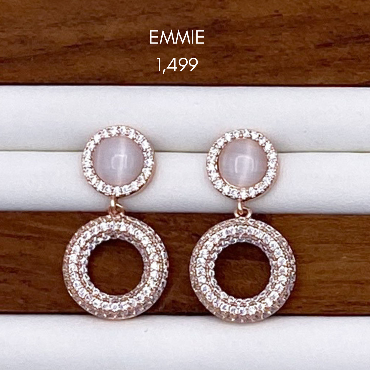 emmie, elodie & eliza earrings in rose gold