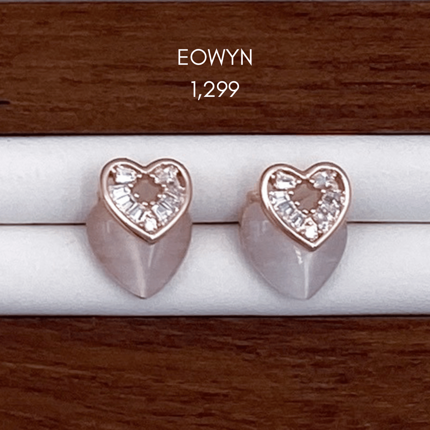 evanthe, everie, ezisa, elowen, eleni & eowyn earrings in in rose gold