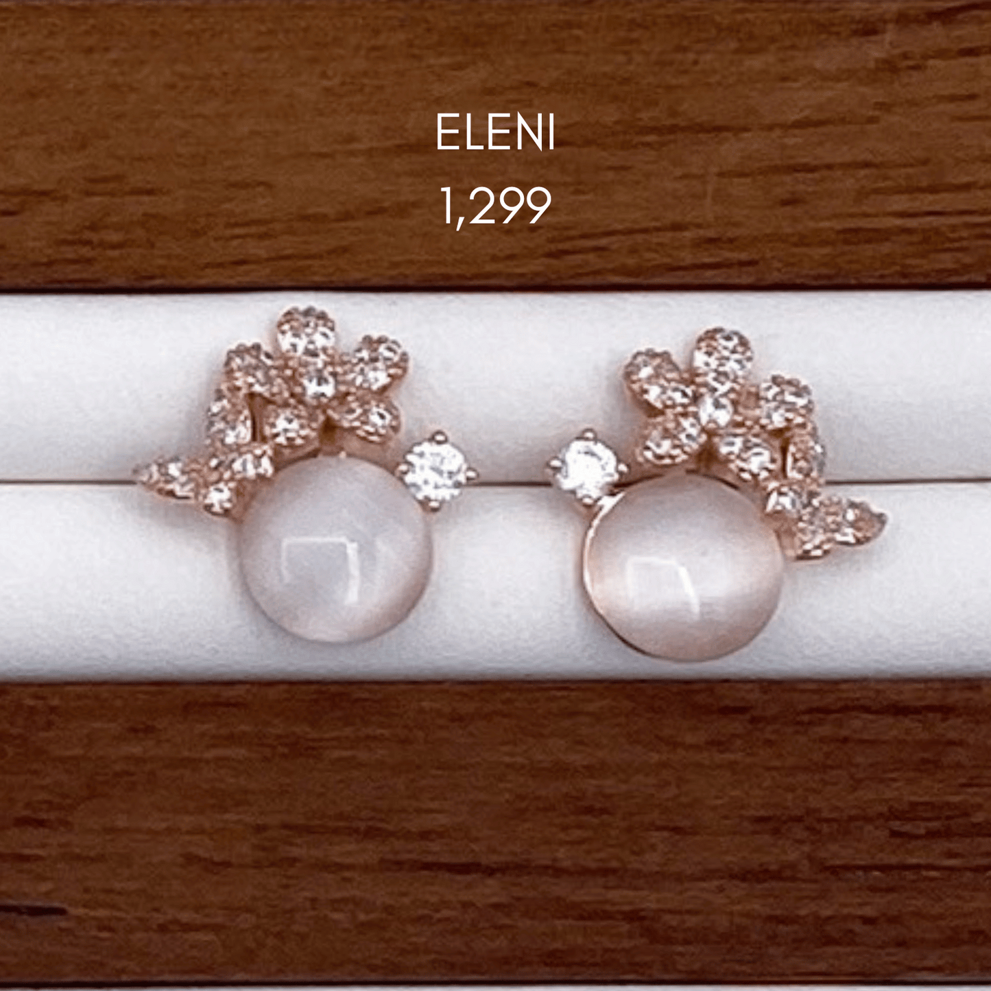 evanthe, everie, ezisa, elowen, eleni & eowyn earrings in in rose gold