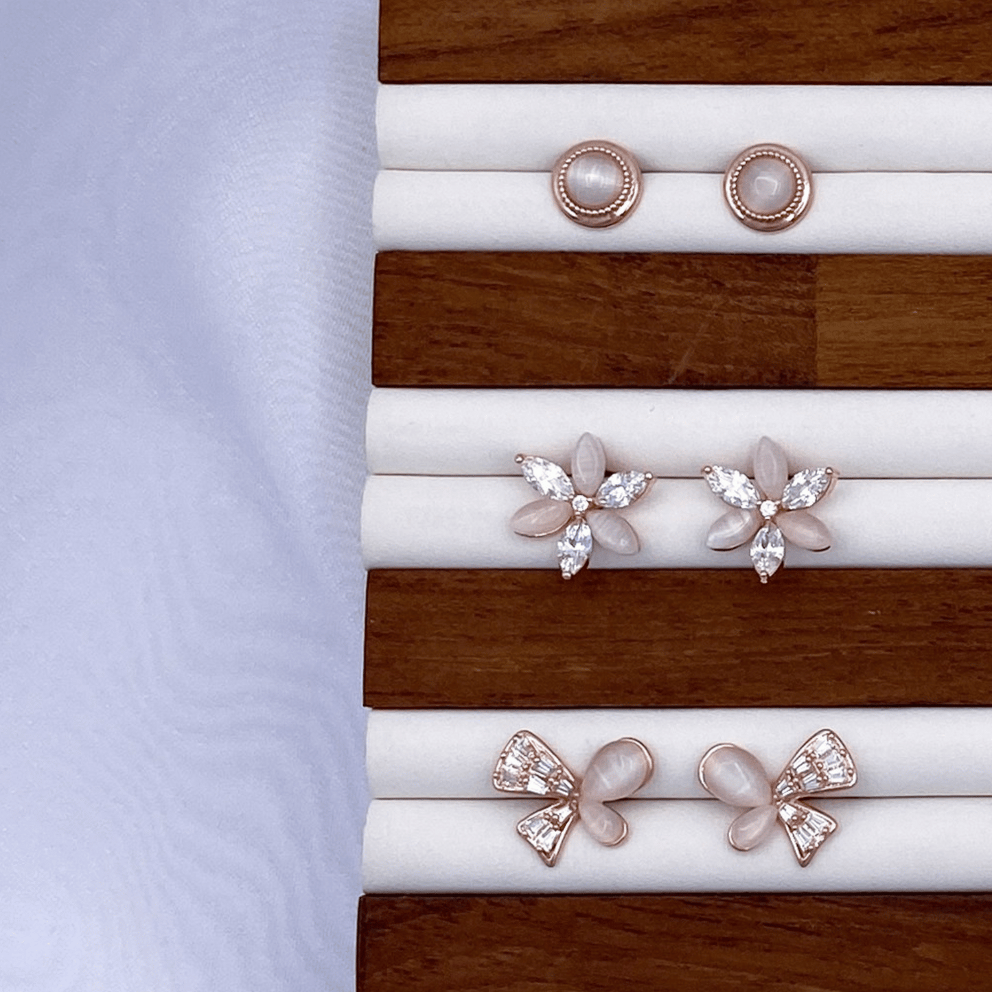 elle, eva & eleanora earrings in rose gold