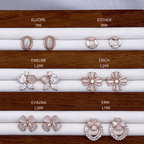 Elliope, Emeline, Evalina, Eisther, Erich & Erin Earrings in Rose Gold