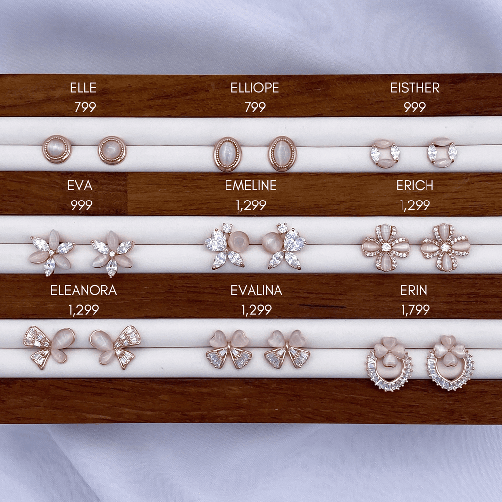 Erielle, Etta, Eileen, Eyanna, Evanna & Elia Earrings in Rose Gold