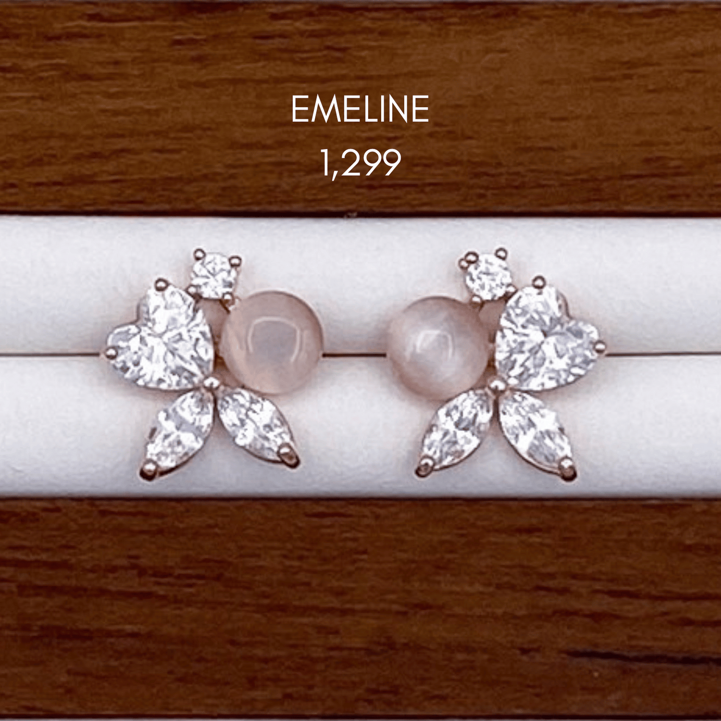 elliope, emeline, evalina, eisther, erich & erin earrings in rose gold