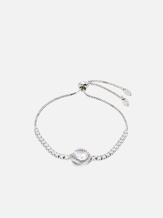 Sana Adjustable Bracelet in Rhodium