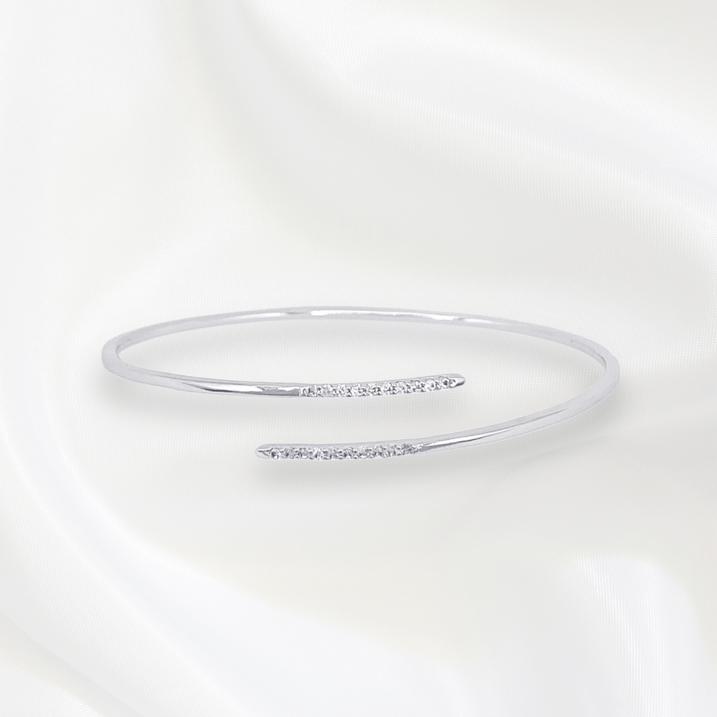 Tatiana Thin Bangles in Rhodium
