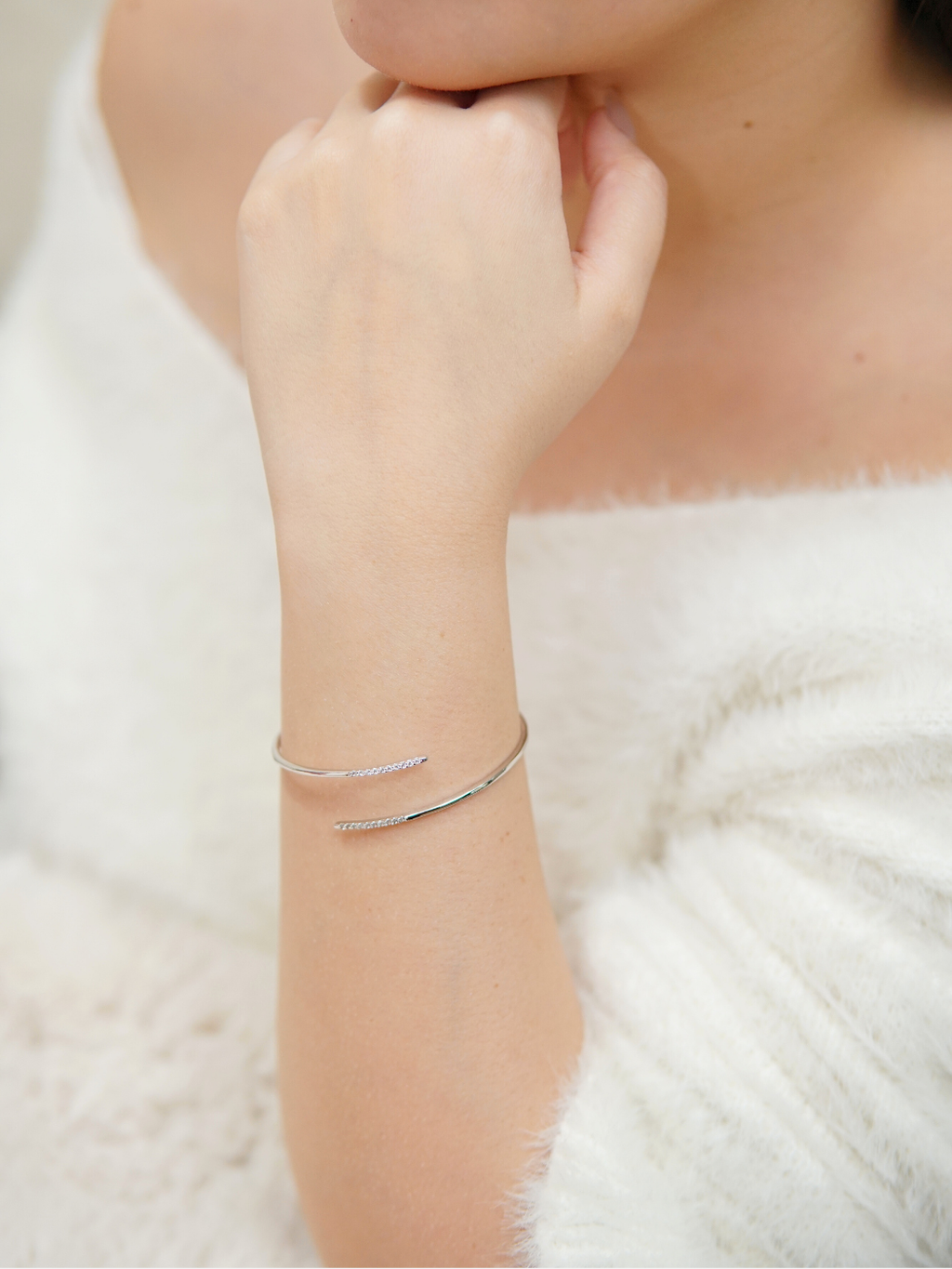 Tatiana Bangle in Rhodium