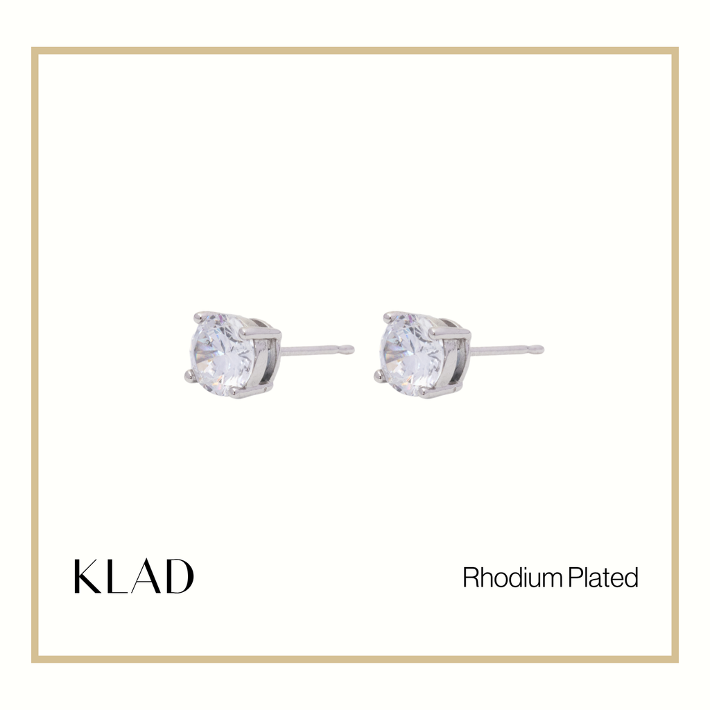 Zia Stud Earrings in Rhodium