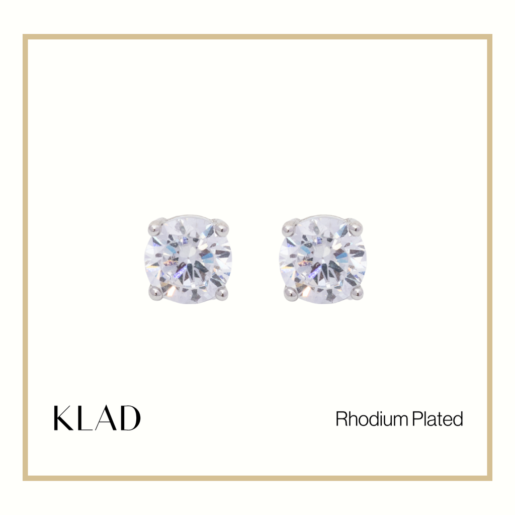 Zia Stud Earrings in Rhodium