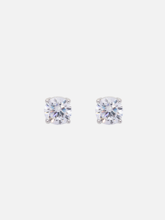 Zia Stud Earrings in Rhodium