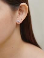 Zia Stud Earrings in Rhodium