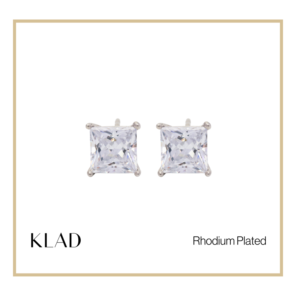 Zoe Stud Earrings in Rhodium