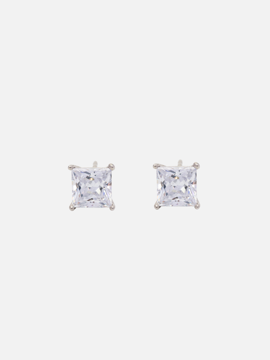 Zoe Stud Earrings in Rhodium (6mm)