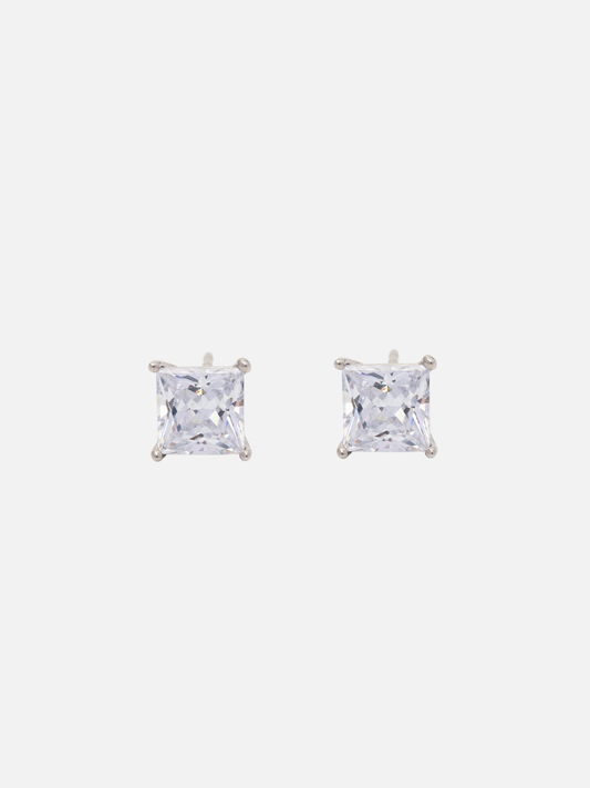 Zoe Stud Earrings in Rhodium