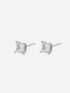 Zoe Stud Earrings in Rhodium (6mm)